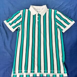 BP Striped Polo in Teal and White